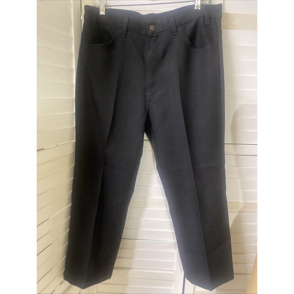 Vintage 90s Y2K Levi’s 517 Bootcut Polyester Pants Black Cropped 36x25.5